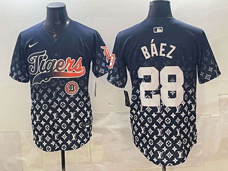 Men 2026 Detroit Tigers #28 Baez Blue Game Nike MLB Jersey 06->detroit tigers->MLB Jersey